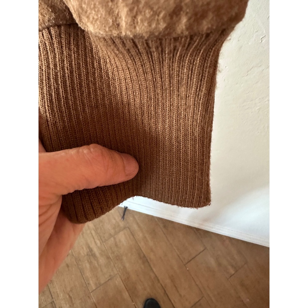 Joujou Brown Suede Leather Bomber Jacket Ribbed Collar Cropped Y2K small/medium - Picture 9 of 16